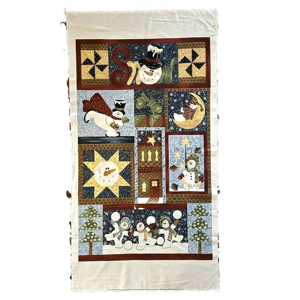 Riverwoods Frosty Favorites Snowmen Xmas Fabric Quilt Panel Wall Hanging 23 x 45